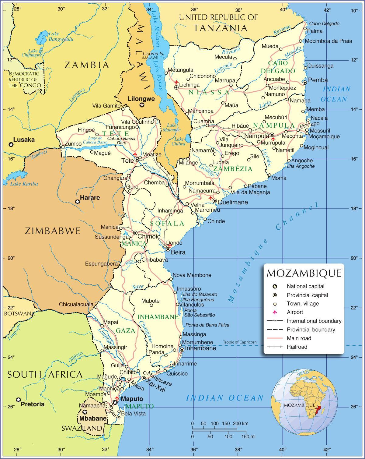 Mozambike ibaien mapa