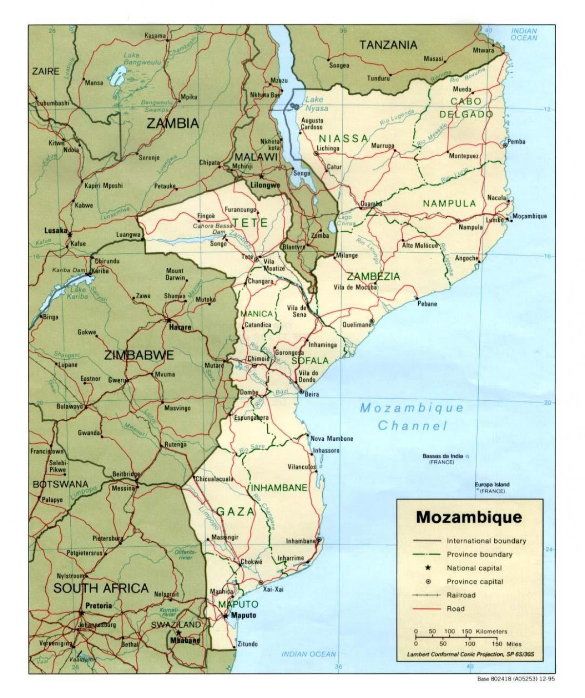 mapa Mozambike errepideak