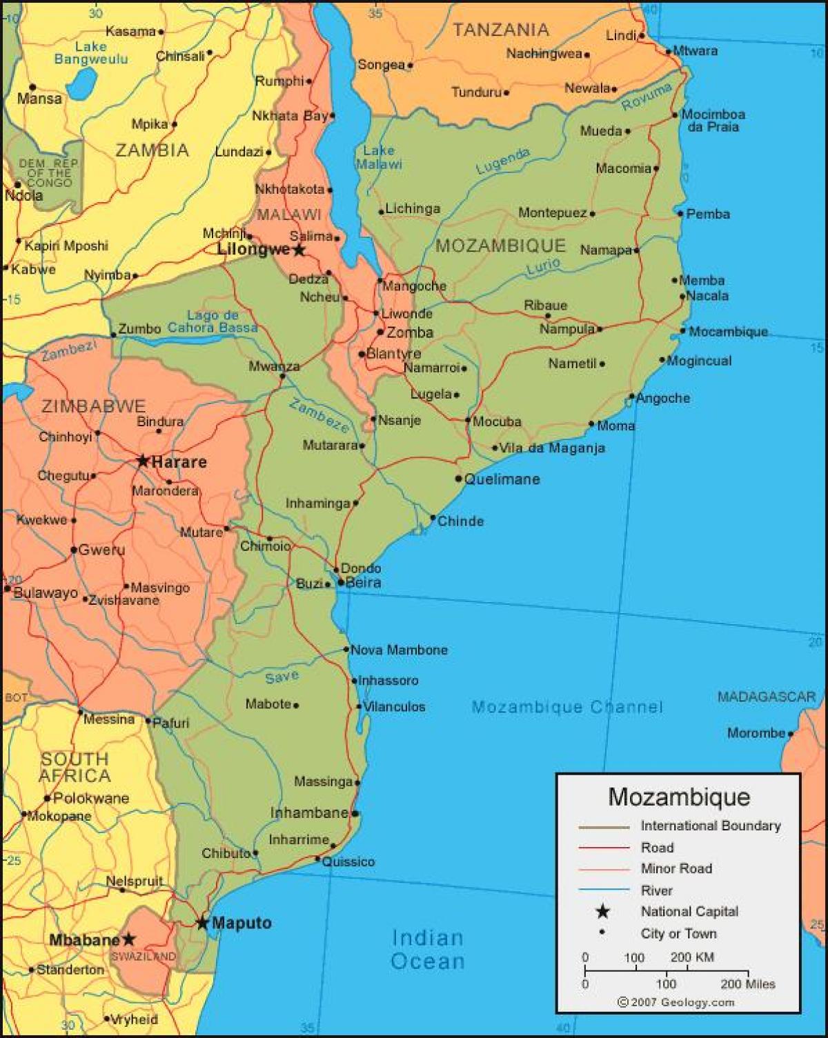mapa Mozambike kostalde