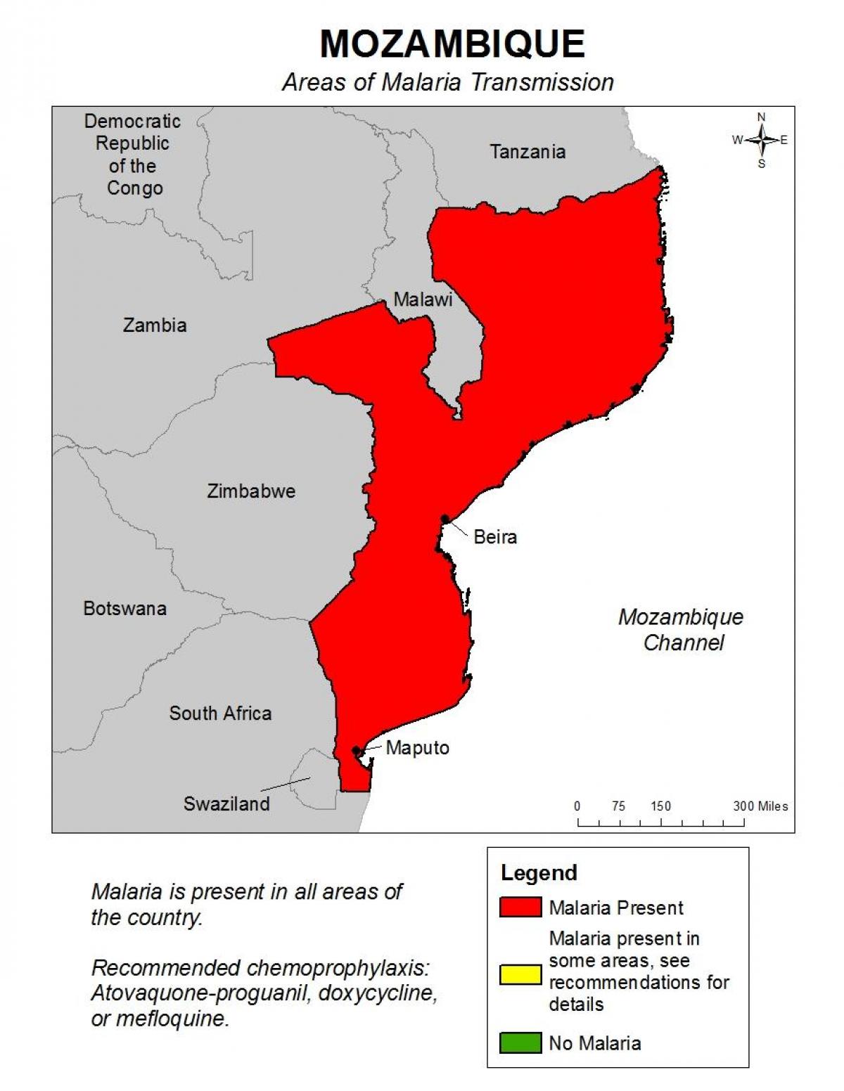 mapa Mozambike malaria